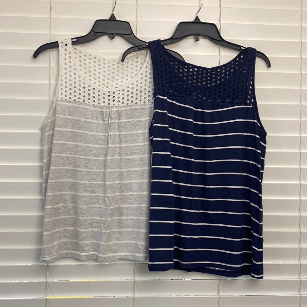 Old Navy set of two striped tanks size medium
